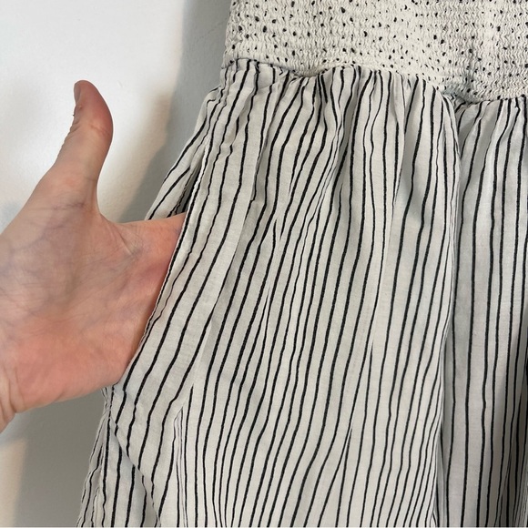 RAG & BONE Aster Pinstripe Strapless Dress smocked top cotton viscose pocket XS - Picture 3 of 7